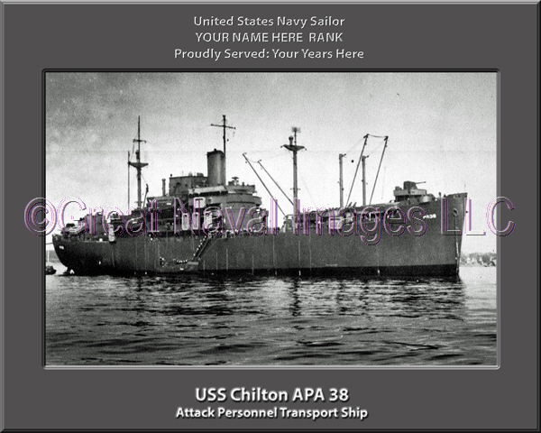 USS Chilton APA 38 Personalized Ship Photo on Canvas