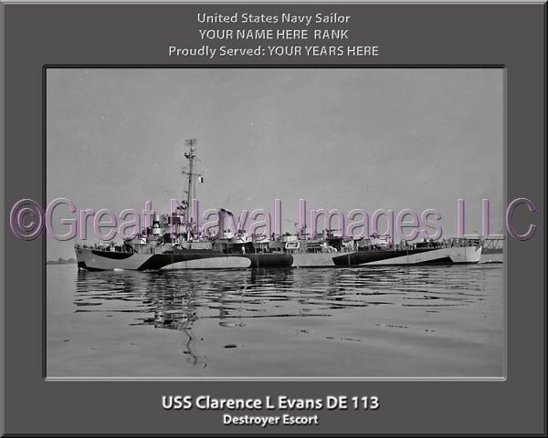 USS Clarence L Evans DE 113 Personalized Navy Ship Photo