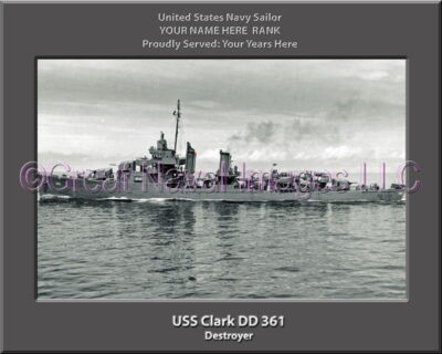 USS Clark DD 361 Personalized ship Photo