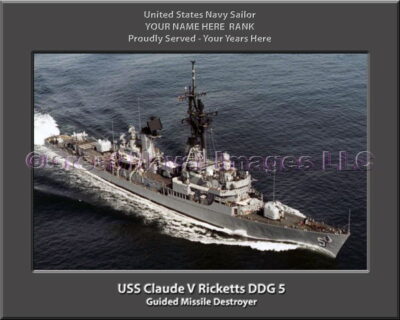 USS Claude V Ricketts DDG 5 Personalized ship Photo