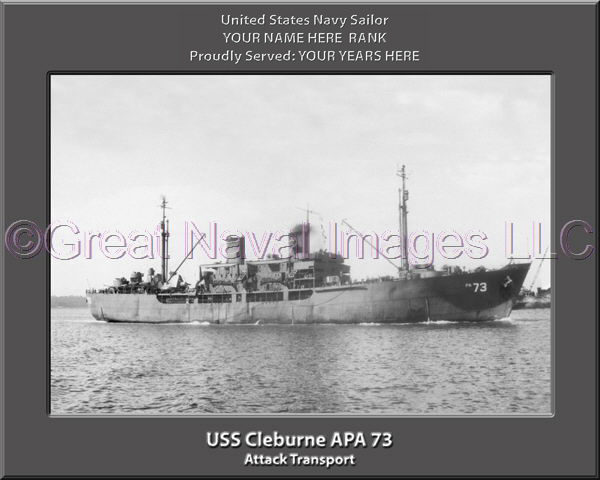 USS Cleburne APA 73 Personalized Ship Photo on Canvas