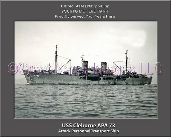 USS Cleburne APA 73 Personalized Ship Photo on Canvas
