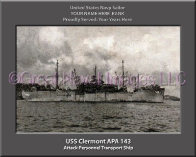 USS Clermont APA 143 Personalized Ship Photo on Canvas
