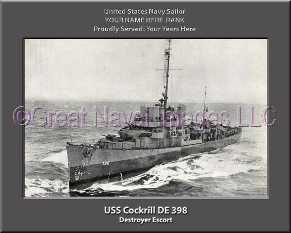 USS Cockrill DE 398 Personalized Navy Ship Photo