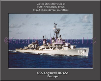 USS Cogswell DD 651 Personalized ship Photo