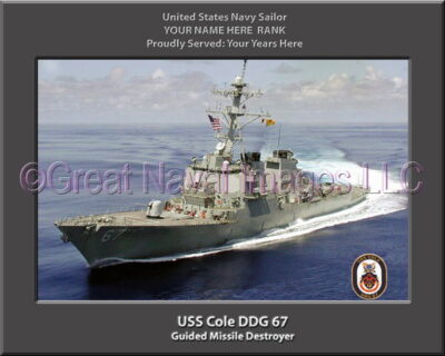 USS Cole DDG 67 Personalized ship Photo