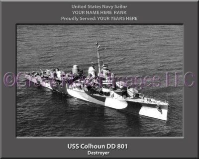 USS Colhoun DD 801 Pe3rsonalized Navy Ship Photo