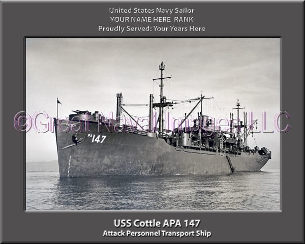 USS Cottle APA 147 Personalized Ship Photo on Canvas