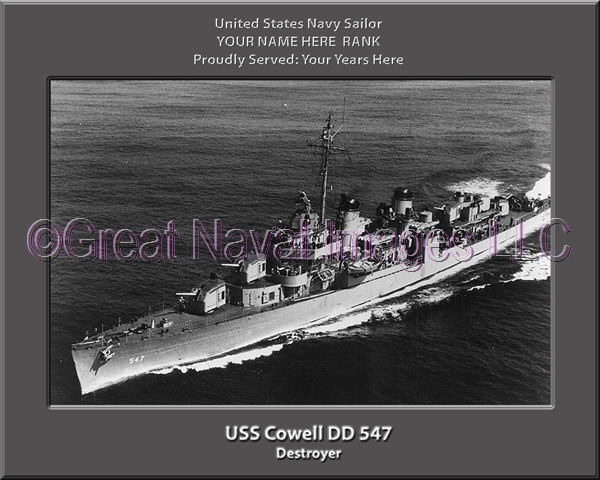 USS Cowell DD 547 Personalized ship Photo
