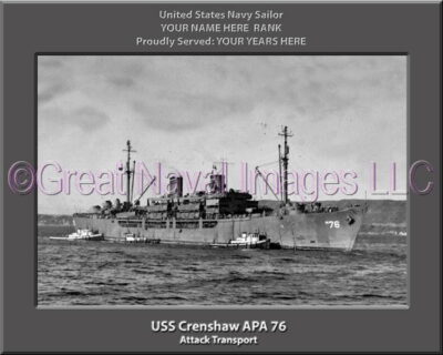 USS Crenshaw APA 76 Personalized Navy Ship Photo