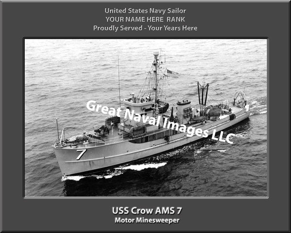 USS Crow AMS 7 Personalized and Printed on Canvas