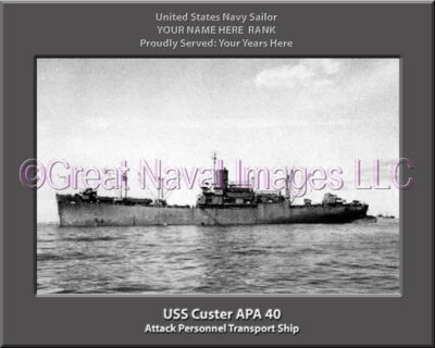 USS Custer APA 40 Personalized Ship Photo on Canvas