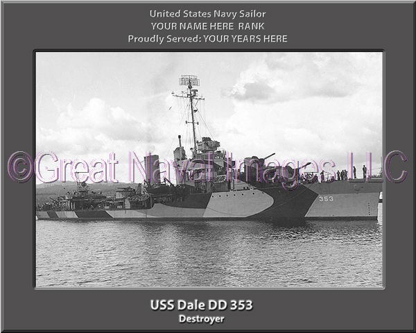 USS Dale DD 353 Personalized Navy Ship Photo ⋆ US Navy Veteran Memories