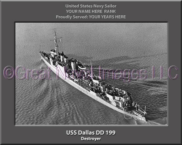 USS Dallas DD 199 Personalized Navy Ship Photo