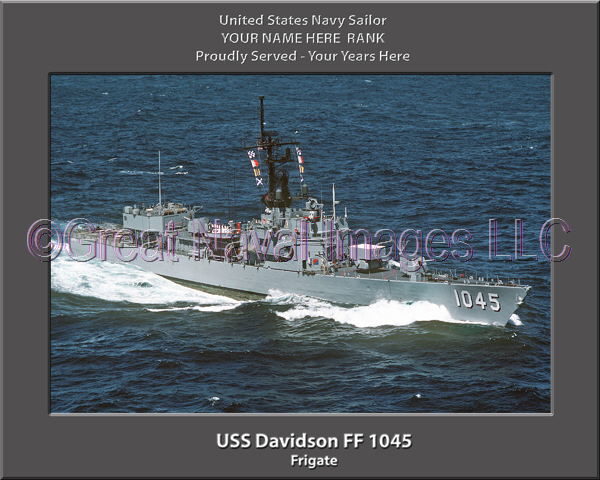 USS Davidson FF 1045 Personalized Ship Photo on Canvas