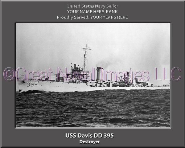 USS Davis DD 395 Personalized Navy Ship Photo