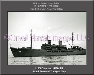 USS Dawson APA 79 Personalized Ship Photo on Canvas