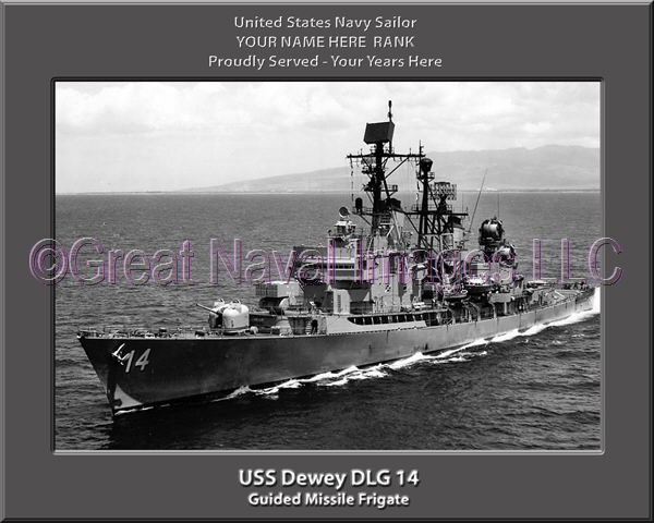 USS Dewey DLG 14 Personalized Ship Photo on Canvas