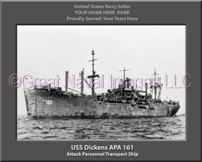 USS Dickens APA 161 Personalized Ship Photo on Canvas
