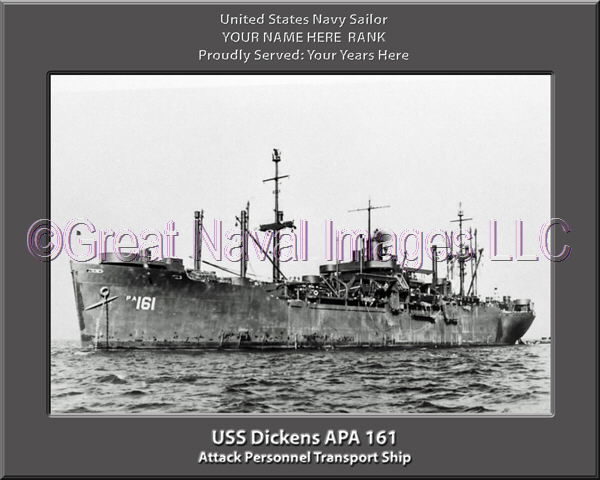 USS Dickens APA 161 Personalized Ship Photo on Canvas