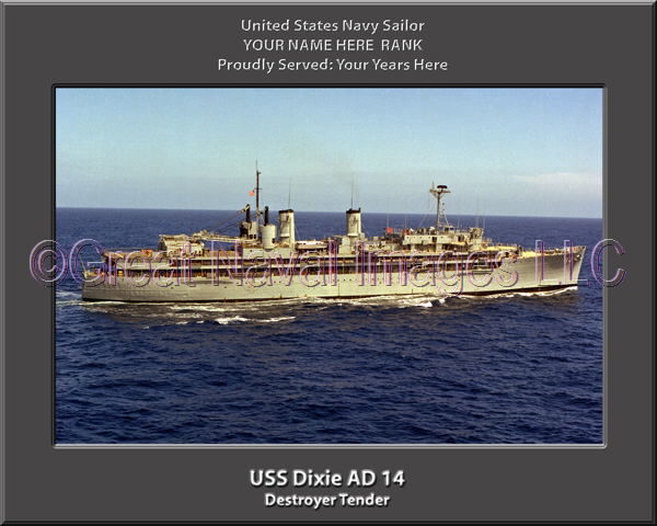 USS Dixie AD 14 Personalized ship Photo