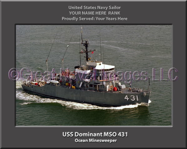 USS Dominant MSO 431 Personalized Photo on Canvas