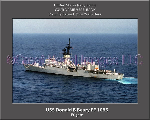 USS Donald B Beary FF 1085 Personalized Ship Photo on Canvas