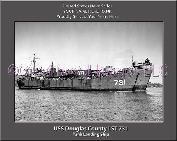 USS Douglas County LST 731 Personalized Navy Ship Photo