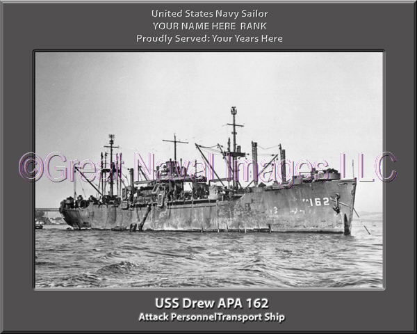 USS Drew APA 162 Personalized Ship Photo on Canvas