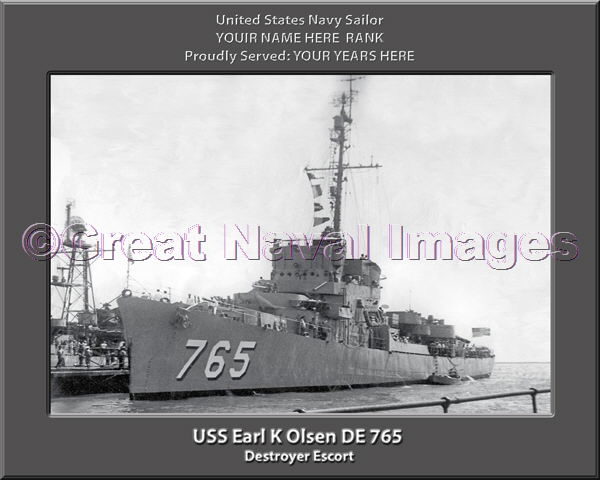 USS Earl K Olsen DE 765 Personalized Navy Ship Photo