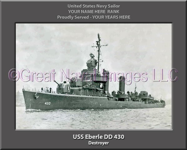 USS Eberle DD 430 Personalized Navy Ship Photo
