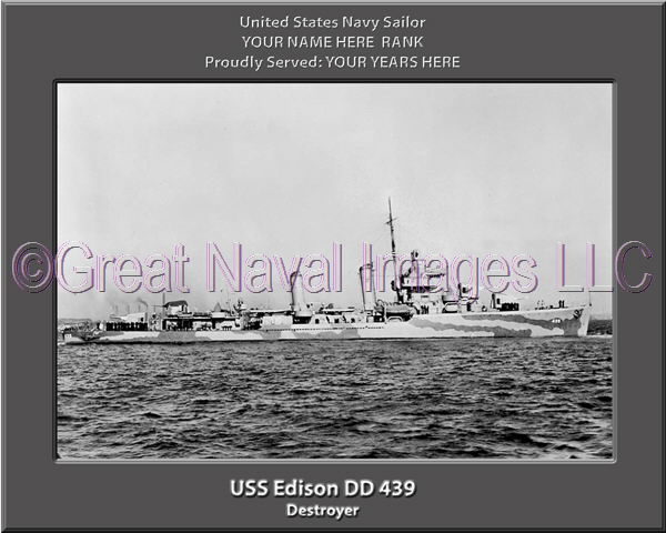 USS Edison DD 439 Personalized Navy Ship Photo