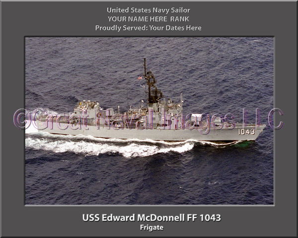 USS Edward McDonnell FF 1043 Personalized Ship Photo on Canvas