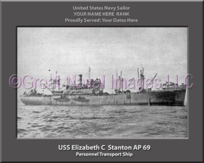 USS Elizabeth C Stanton AP 69 Personalized Ship Photo on Canvas