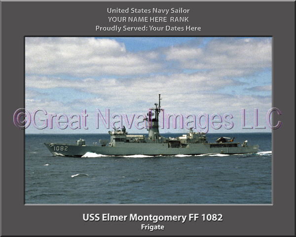 USS Elmer Montgomery FF 1082 Personalized Ship Photo on Canvas