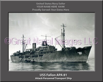 USS Fallon APA 81 Personalized Ship Photo on Canvas