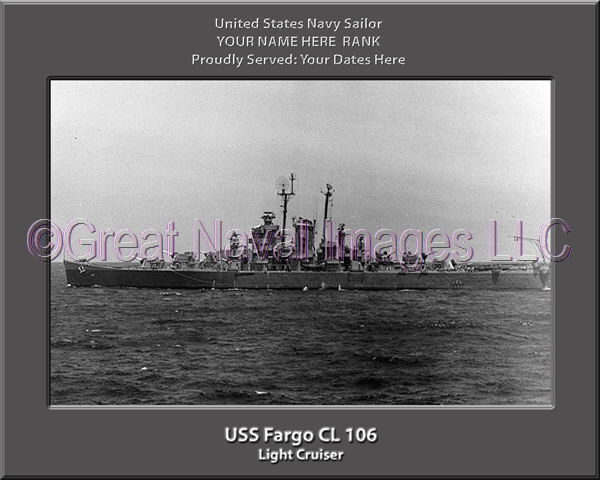 USS Fargo CL 106 Personalized Navy Ship Photo Printed on Canvas