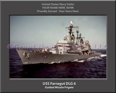 USS Farragut DLG 6 Personalized Ship Photo on Canvas