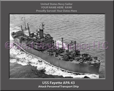 USS Fayette APA 43 Personalized Ship Photo on Canvas