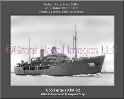 USS Fergus APA 82 Personalized Ship Photo on Canvas