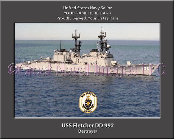 USS Fletcher DD 992 Personalized Navy Ship Photo