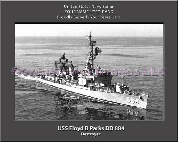 USS Floyd B Parks DD 884 Personalized Navy Ship Photo