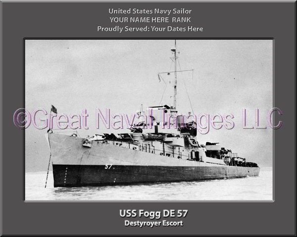 USS Fogg DE 57 Personalized Navy Ship Photo