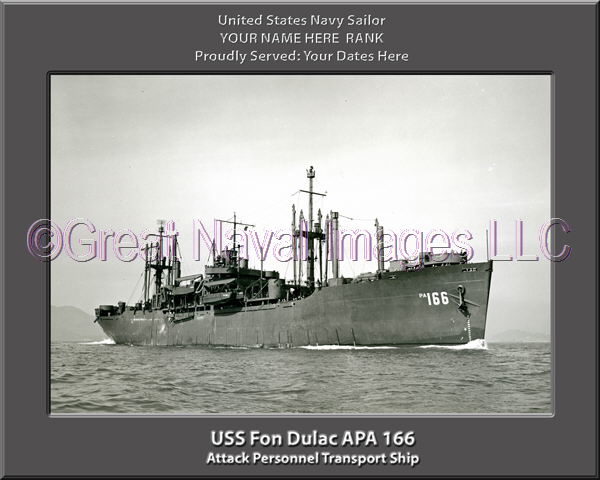 USS Fon Dulac APA 166 Personalized Ship Photo on Canvas