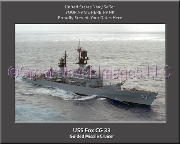 USS Fox CG 33 Personalized Navy Ship Photo Printed on Canvas