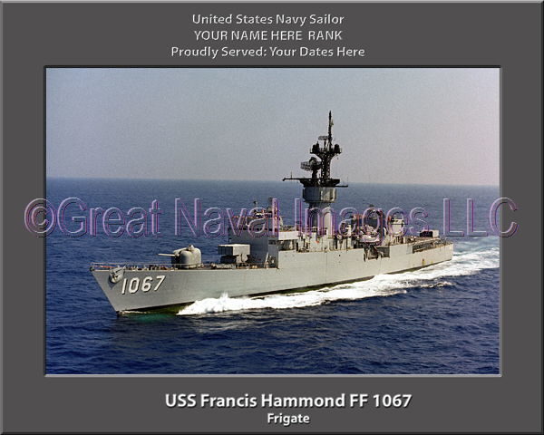 USS Francis Hammond FF 1067 Personalized Ship Photo on Canvas