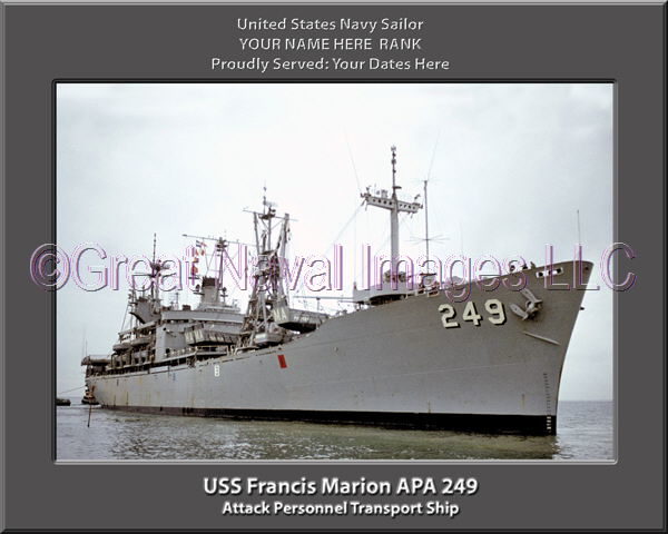 USS Francis Marion APA 249 Personalized Ship Photo on Canvas