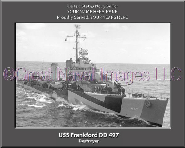 USS Frankford DD 497 Personalized Navy Ship Photo