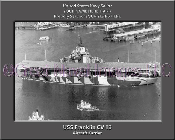 USS Franklin CV 13 Personalized Photo on Canvas