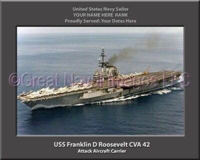 USS Franklin D Roosevelt CVA 42 Personalized Photo on Canvas